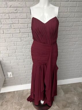 Suzhou Burgundy  Strapless Pleated Georgette maxi Dress Size 4